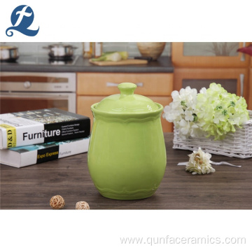 Wholesale Custom Green Ceramic Food Storage Canister